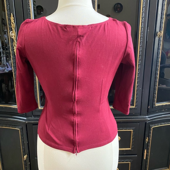 Laura Byrnes Sabrina Top in Wine Pinup Couture XL - Picture 2 of 4